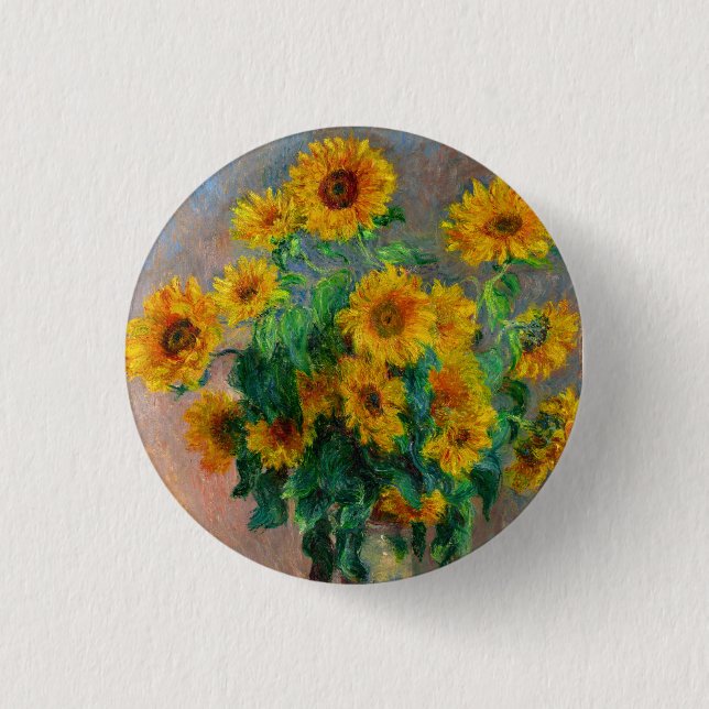 Monet Sunflowers 1 Inch Round Button (Front)