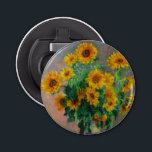 Monet Sunflowers Bottle Opener<br><div class="desc">Bottle Opener featuring Claude Monet’s oil painting Bouquet of Sunflowers (1881). Beautiful sunflowers in a blue vase atop a red table. A great gift for fans of impressionism and French art.</div>