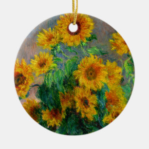 Monet Sunflowers Ceramic Ornament