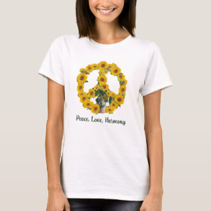 Monet Sunflowers Peace Sign with Quote Design T-Shirt
