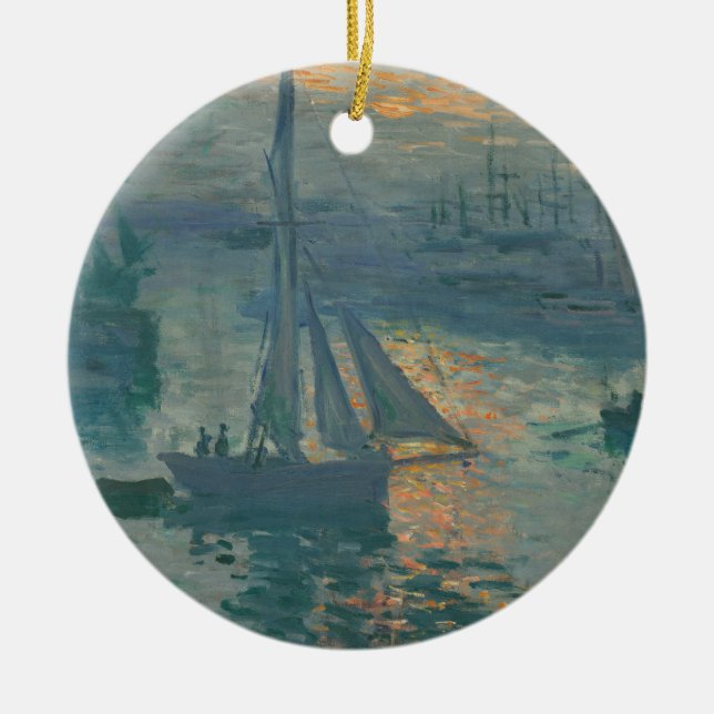 Monet Sunrise Marine Impressionism Painting Ceramic Ornament (Front)
