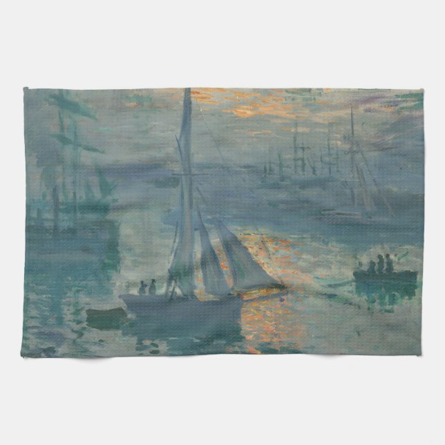 Monet Sunrise Marine Impressionism Painting Kitchen Towel (Horizontal)