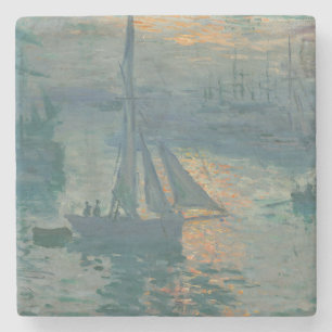Monet Sunrise Marine Impressionism Painting Stone Coaster