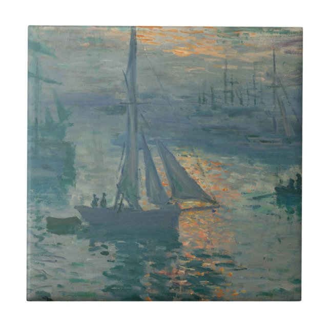 Monet Sunrise Marine Impressionism Painting Tile (Front)