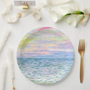 Monet - Sunset at Pourville, fine art Paper Plate