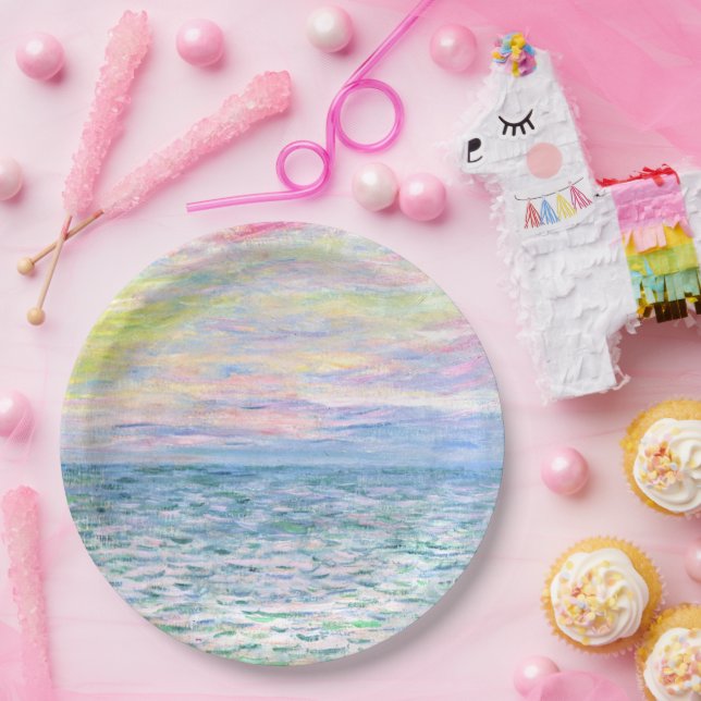 Monet - Sunset at Pourville, fine art Paper Plate (Party)