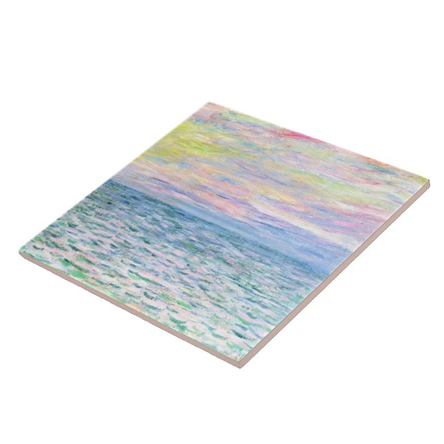 Monet - Sunset at Pourville, fine art Tile (Side)