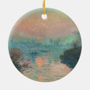 Monet Sunset fine art impressionist painting Ceramic Ornament