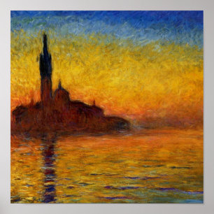 Monet Sunset in Venice Impressionist Painting Poster