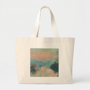 Monet Sunset on the Seine Fine Art Impressionism  Large Tote Bag