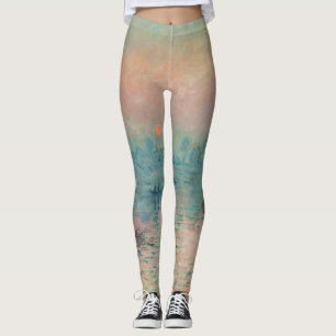 Monet Sunset on the Seine Fine Art Impressionism Leggings