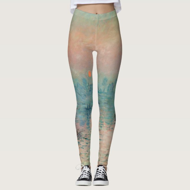 Monet Sunset on the Seine Fine Art Impressionism  Leggings (Front)