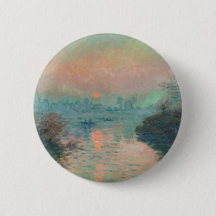 Monet Sunset Seine Fine Art Impressionism 2 Inch Round Button