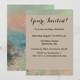 Monet Sunset Seine Fine Art Impressionism Invitation