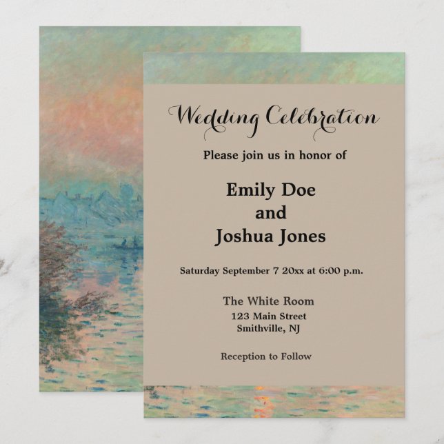 Monet Sunset Seine Fine Art Impressionism  Invitation (Front/Back)