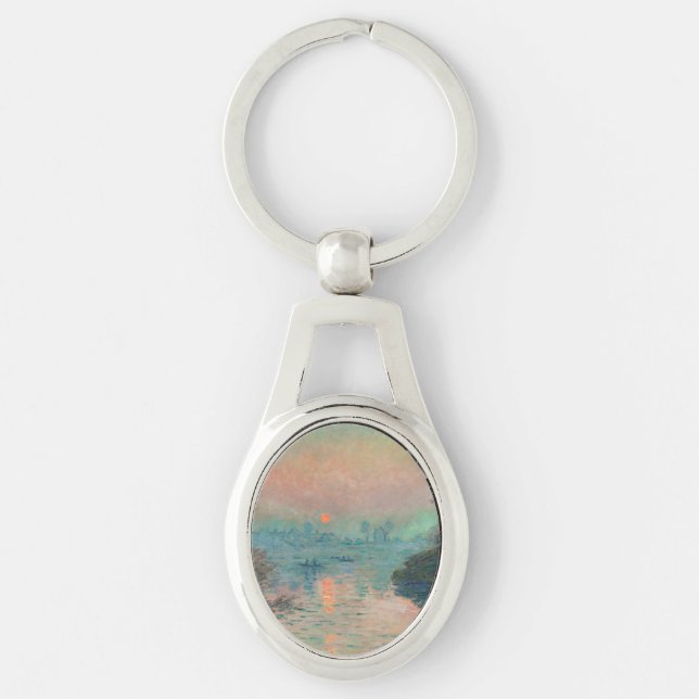 Monet Sunset Seine Fine Art Impressionism  Keychain (Front)