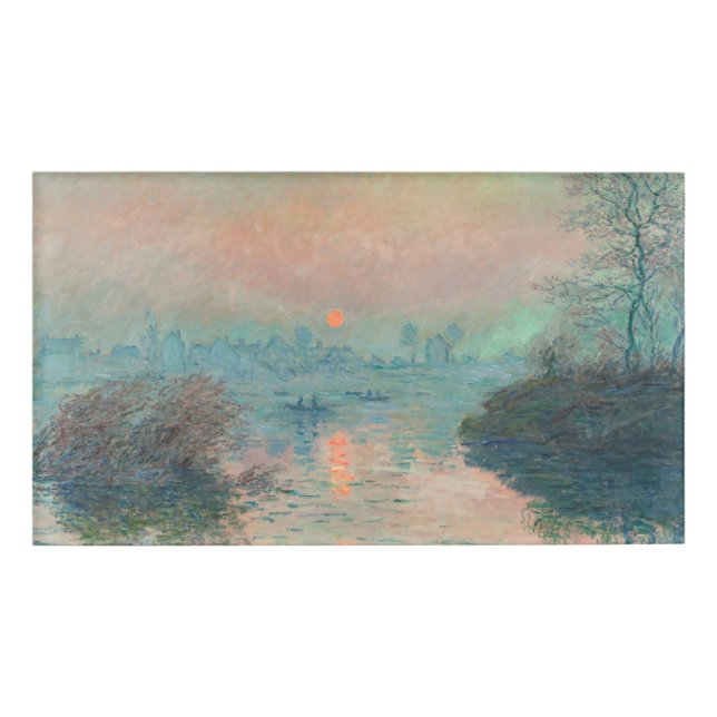 Monet Sunset Seine Fine Art Impressionism  Name Tag (Front)