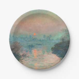 Monet Sunset Seine Fine Art Impressionism  Paper Plate