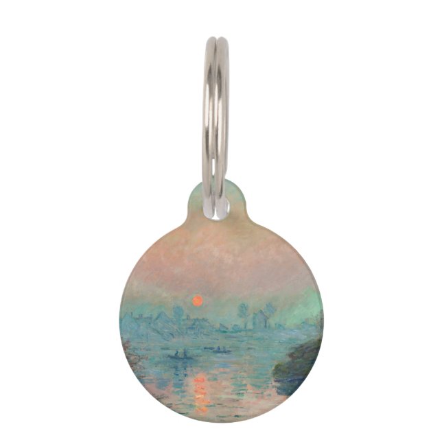 Monet Sunset Seine Fine Art Impressionism  Pet Tag (Front)