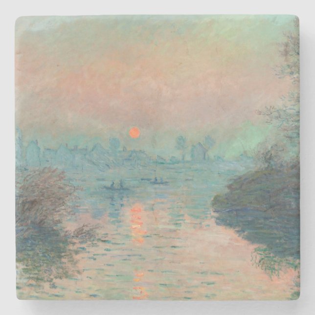 Monet Sunset Seine Fine Art Impressionism  Stone Coaster (Front)
