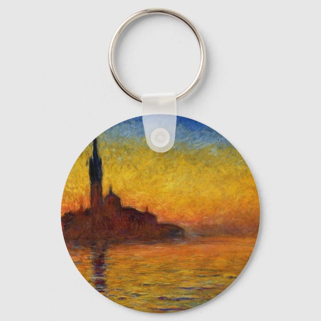 Monet Sunset Venice Colorful Impressionism Art Keychain (Front)
