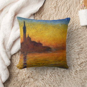 Monet Sunset Venice Colorful Impressionism Art Throw Pillow