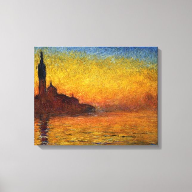 Monet Sunset Venice Colourful Impressionism Art Canvas Print (Front)
