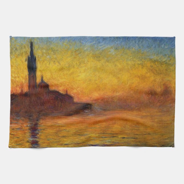 Monet Sunset Venice Colourful Impressionism Art Kitchen Towel (Horizontal)