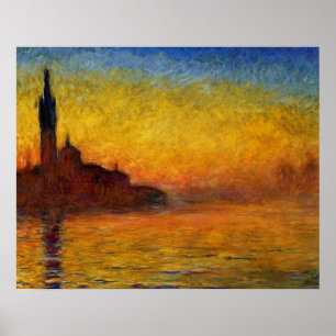 Monet Sunset Venice Colourful Impressionism Art Poster
