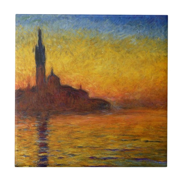 Monet Sunset Venice Colourful Impressionism Art Tile (Front)
