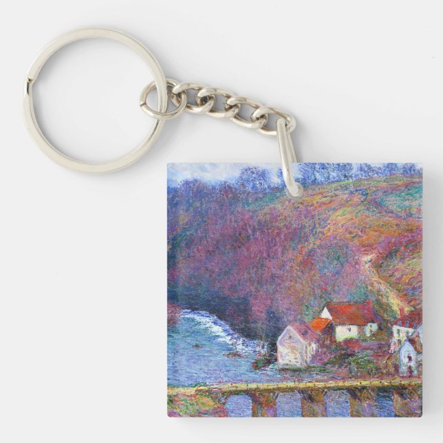 Monet - The Grande Creuse by the Bridge at Vervy Keychain (Front)