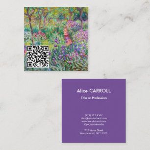 Monet - The Iris Garden at Giverny - QR Code Square Business Card