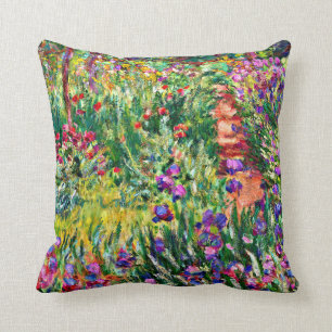 Monet - The Iris Garden at Giverny Throw Pillow