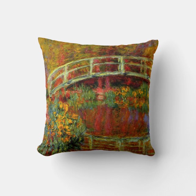 Monet - The Japanese Bridge Throw Pillow (Front)