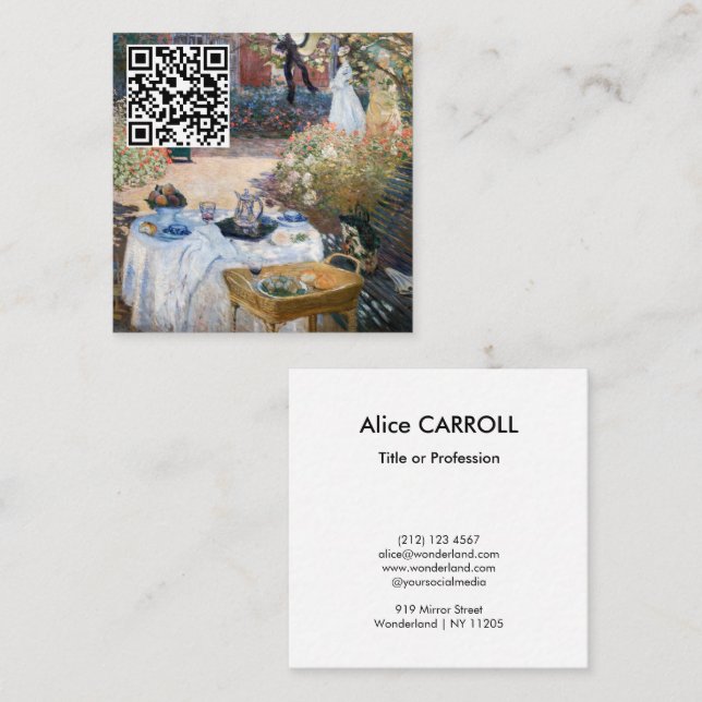 Monet - The Luncheon, decorative panel - QR Code Square Business Card (Front/Back)