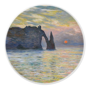 Monet - The Manneport, Cliff at Etretat, Sunset Ceramic Knob