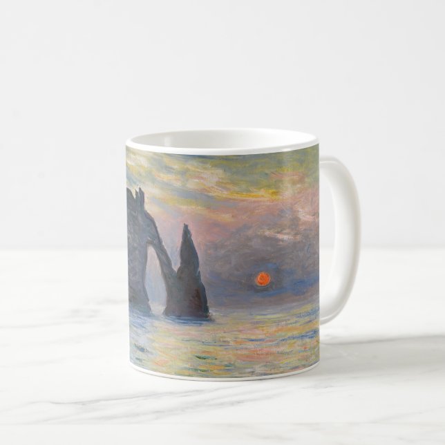 Monet - The Manneport, Cliff at Etretat, Sunset Coffee Mug (Front Right)