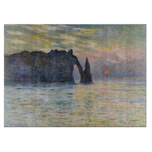 Monet - The Manneport, Cliff at Etretat, Sunset Cutting Board (Front)