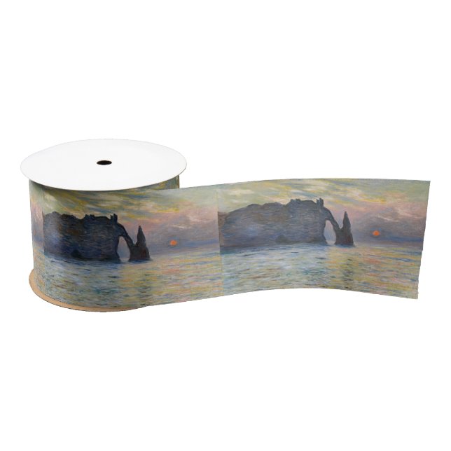 Monet - The Manneport, Cliff at Etretat, Sunset Satin Ribbon (Spool)