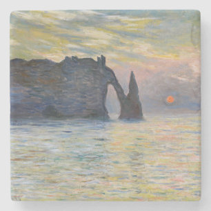 Monet - The Manneport, Cliff at Etretat, Sunset Stone Coaster
