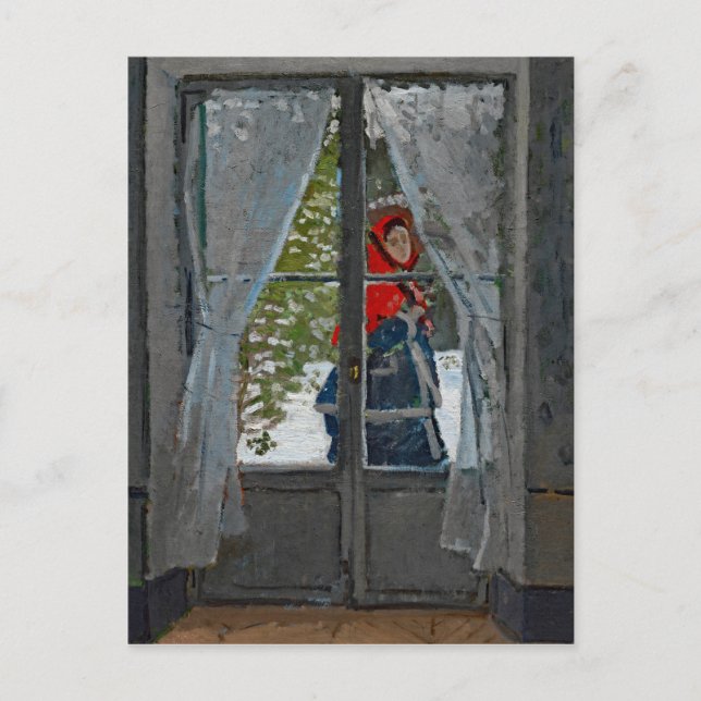 Monet The Red Kerchief Vintage Painting Postcard (Front)