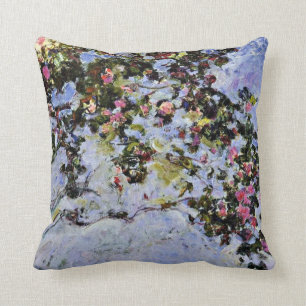 Monet - The Rose Bush Throw Pillow