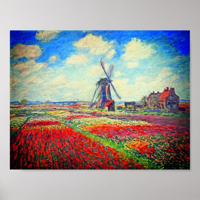 Monet Tulip Fields Windmill Poster (Front)