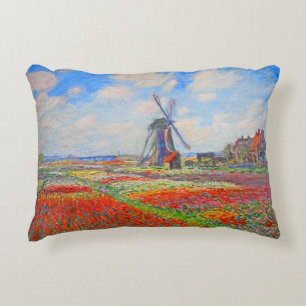 Monet Tulips Windmill Accent Pillow
