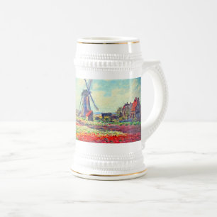 Monet Tulips Windmill Beer Stein