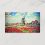 Monet Tulips Windmill Enclosure Card<br><div class="desc">Enclosure Card featuring Claude Monet’s flower and windmill painting. Beautiful and colourful fields of red,  pink,  and yellow tulips next to a windmill and house in Holland. A great Monet gift for fans of impressionism and French art.</div>