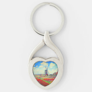 Monet Tulips Windmill Keychain
