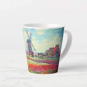 Monet Tulips Windmill Latte Mug