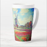 Monet Tulips Windmill Latte Mug<br><div class="desc">Latte Mug featuring Claude Monet’s flower and windmill painting. Beautiful and colourful fields of red,  pink,  and yellow tulips next to a windmill and house in Holland. A great Monet gift for fans of impressionism and French art.</div>