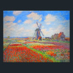 Monet Tulips Windmill Photo Print<br><div class="desc">Photo Print featuring Claude Monet’s flower and windmill painting. Beautiful and colourful fields of red,  pink,  and yellow tulips next to a windmill and house in Holland. A great Monet gift for fans of impressionism and French art.</div>